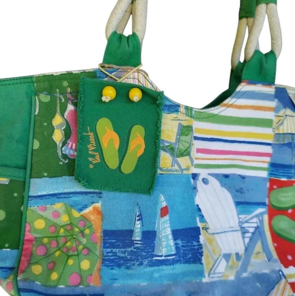 Paul Brent Beach Themed Canvas Tote Bag  Beach Trips Travel Shoulder Bag